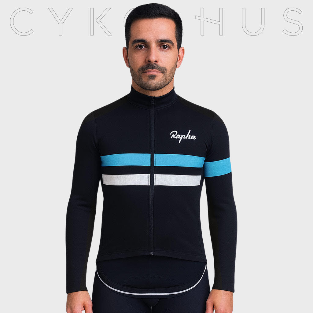 Rapha Långärmat professionellt cykelset Svart Blå