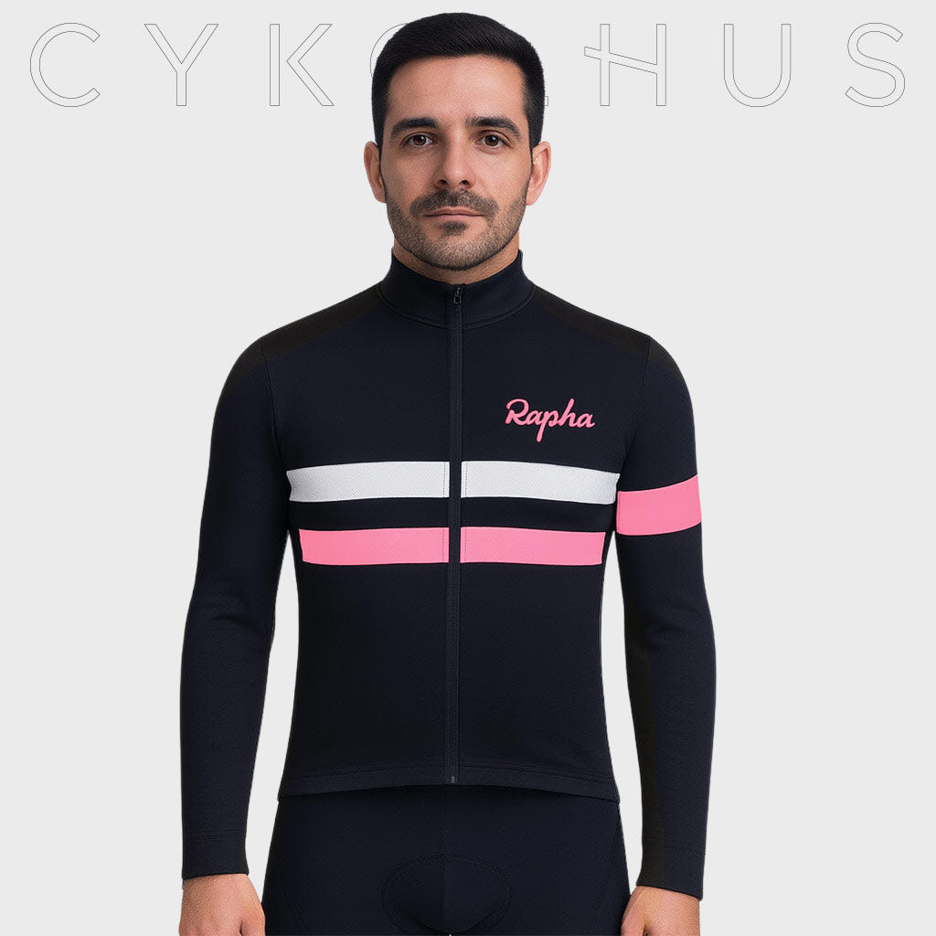 Rapha Långärmat professionellt cykelset Svart Rosa